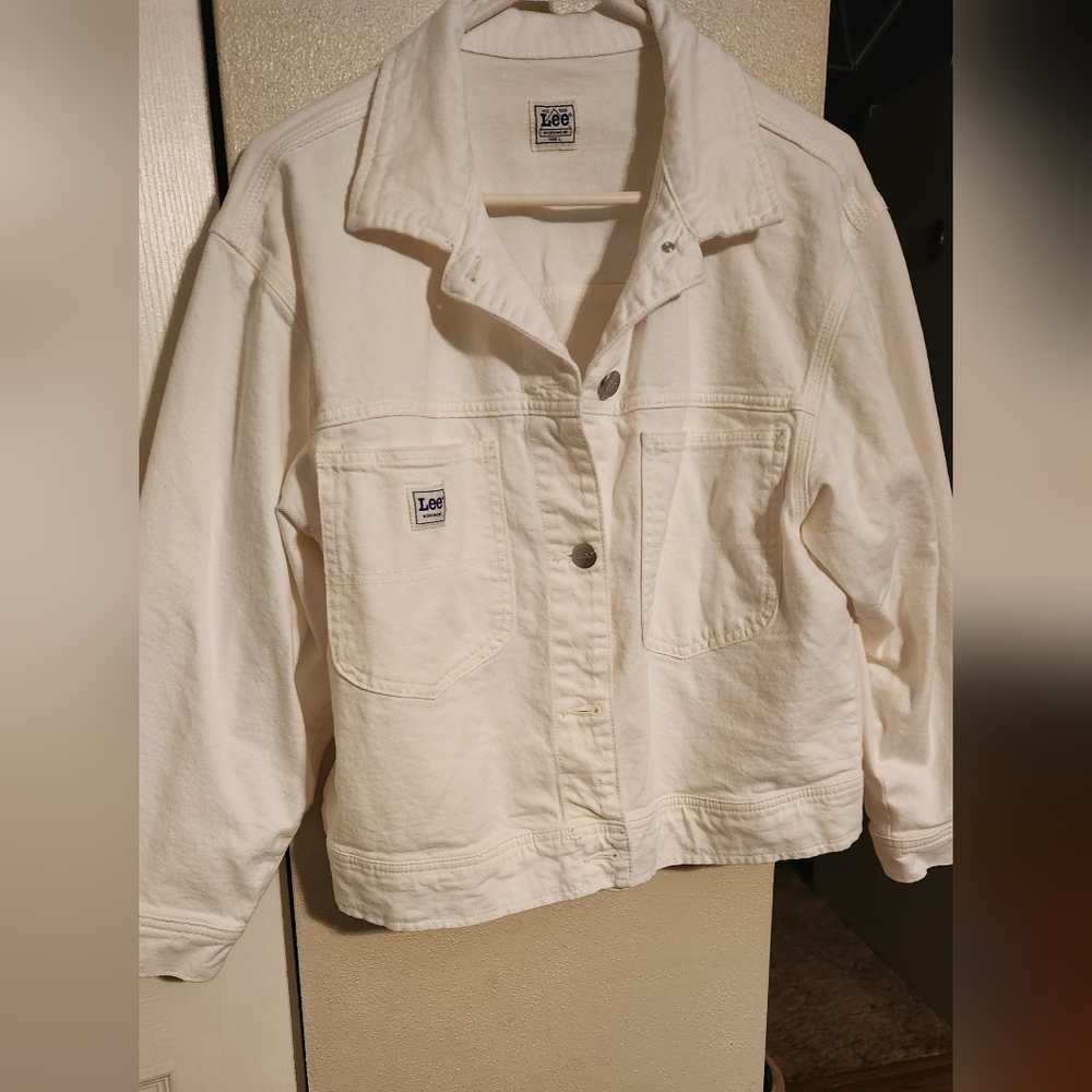 Lee White Denim Jean Jacket Large